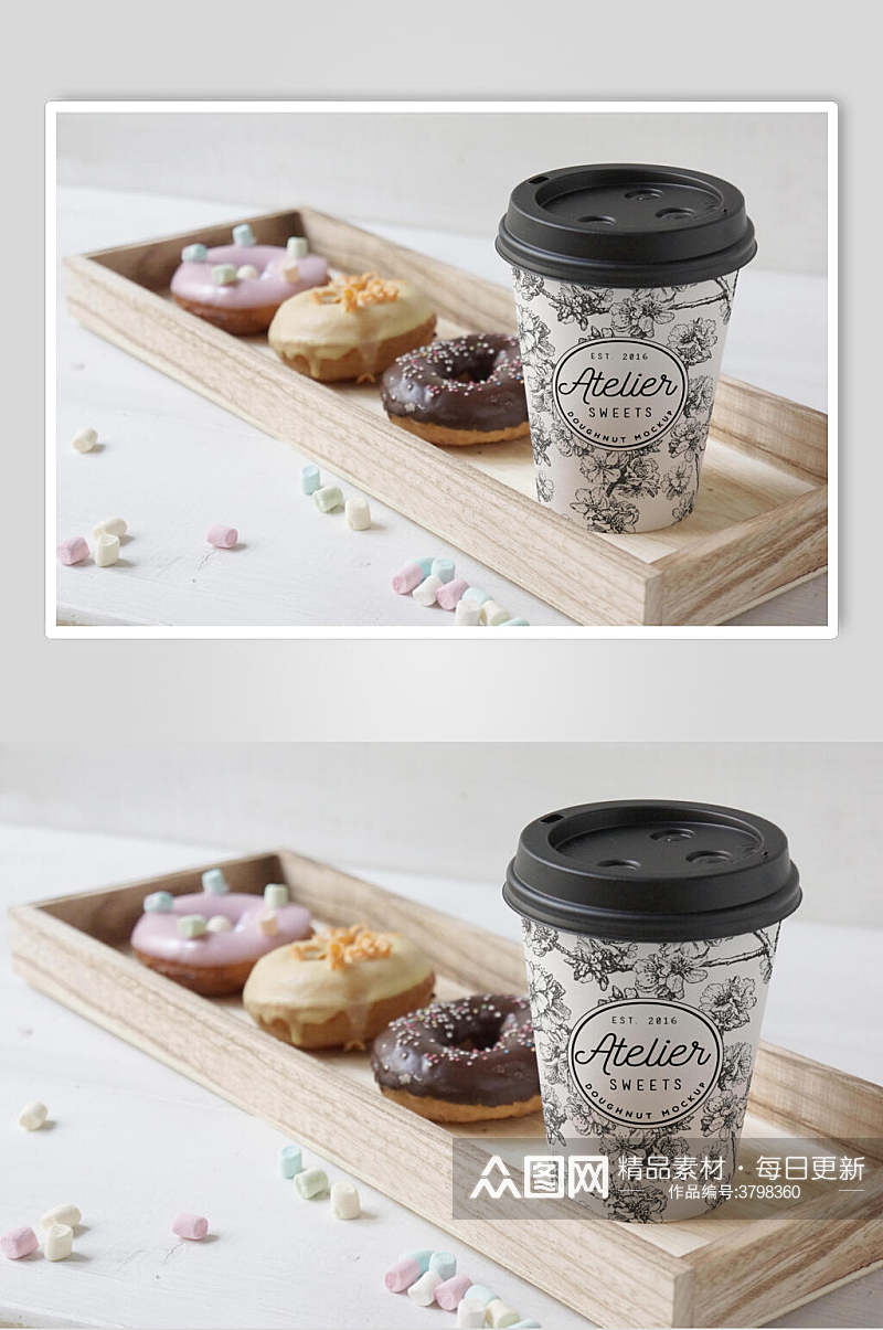 创意咖啡甜品咖啡包装样机效果图素材