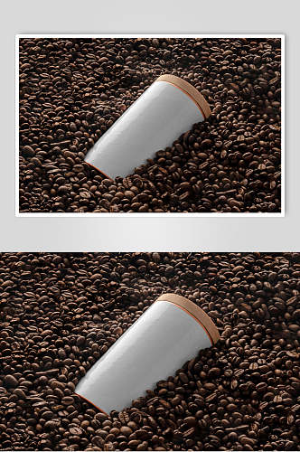 纸质圆形杯堆积深棕色咖啡包装样机