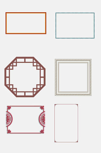 中式古风边框花纹免抠设计元素