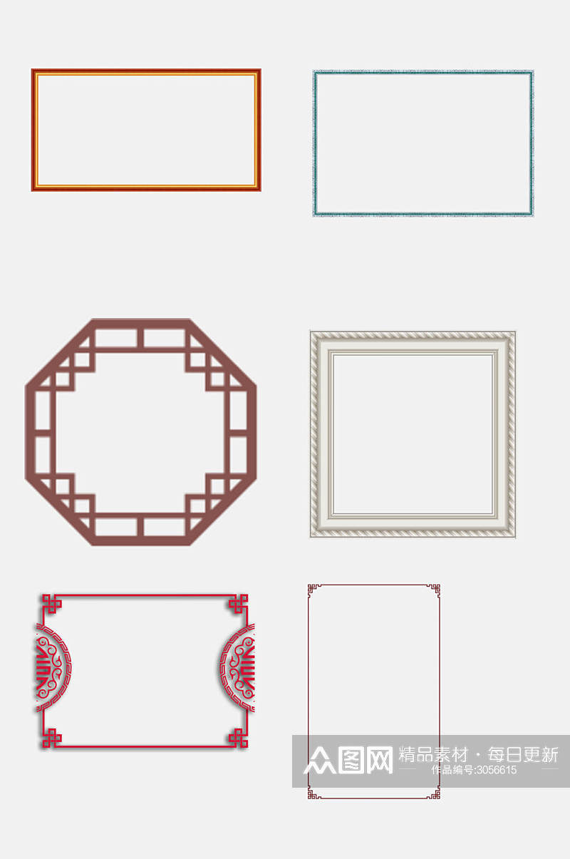 中式古风边框花纹免抠设计元素素材