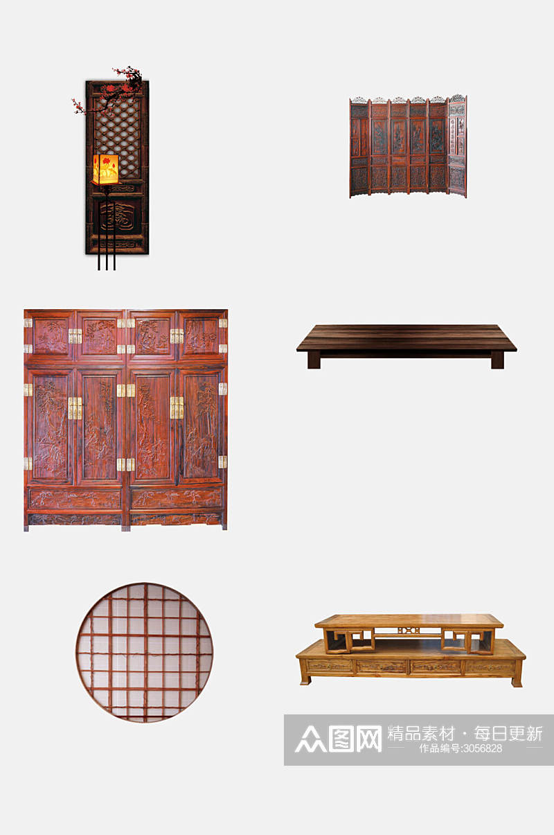 木质古风家具免抠素材素材