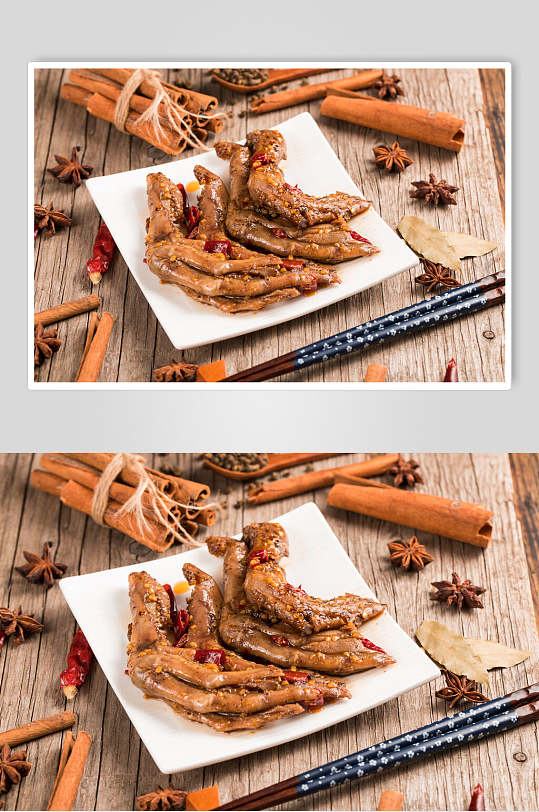 香辣鸭掌卤味美食摄影图片