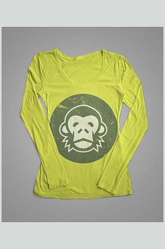 黄色猴子男T恤短袖展示样机