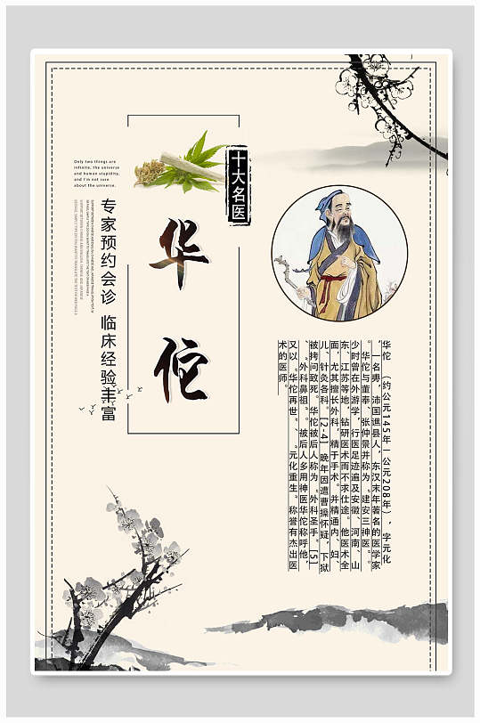 中医养生文化海报华佗十大名医海报