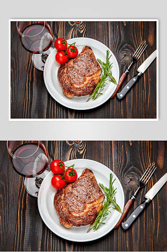 红酒牛排餐饮食物图片