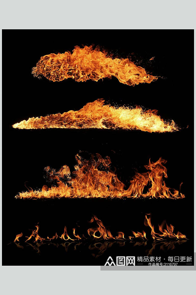 高端黑底燃烧火焰火苗摄影图片素材