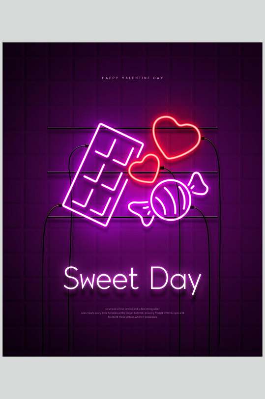 立即下载简洁唯美霓虹灯文字海报立即下载甜蜜的一天霓虹灯文字形状