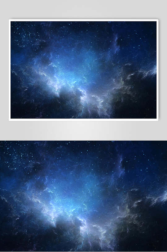 唯美湛蓝色银河星空图片