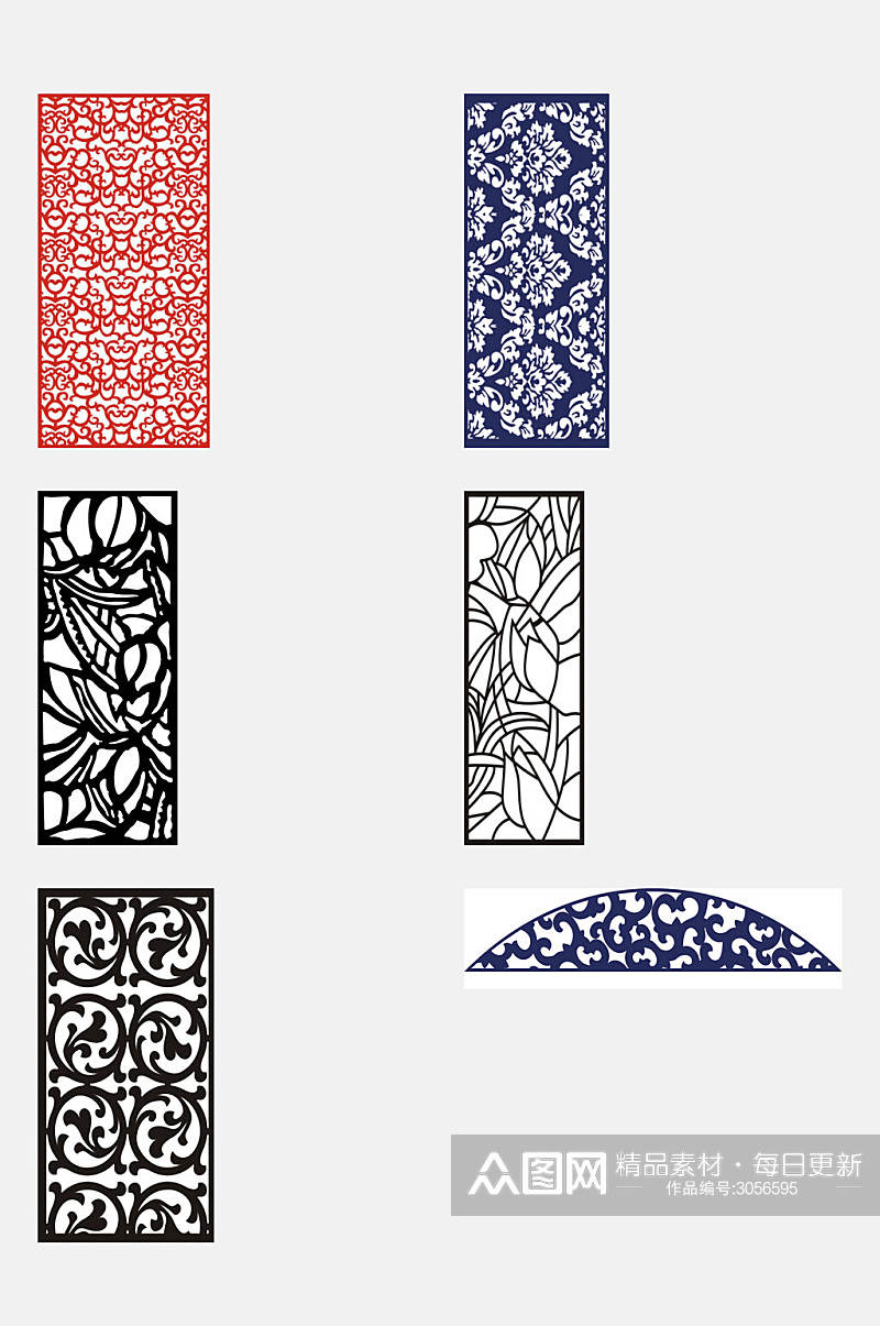 手绘中式古风花纹免抠设计元素素材