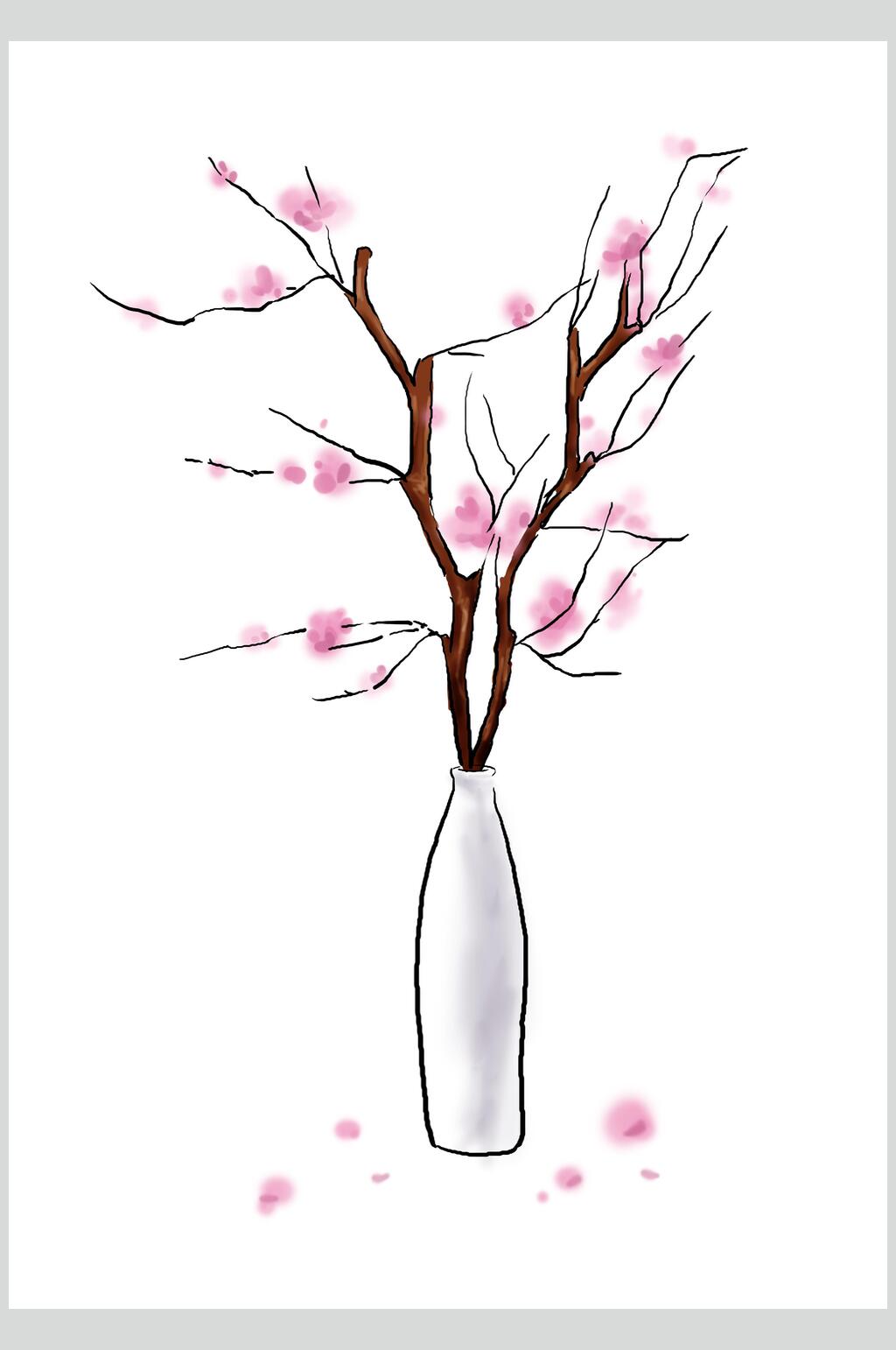粉色盆栽手账素材元素素材