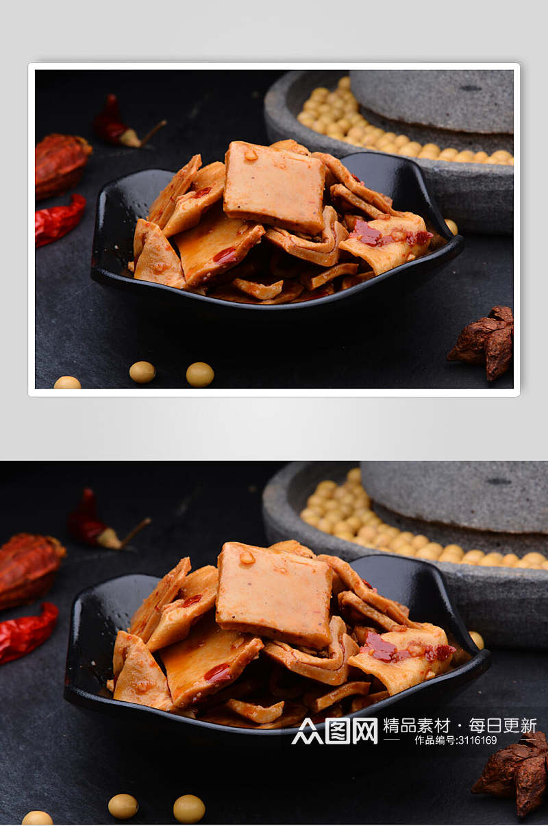 香辣豆腐干卤味美食摄影图片素材