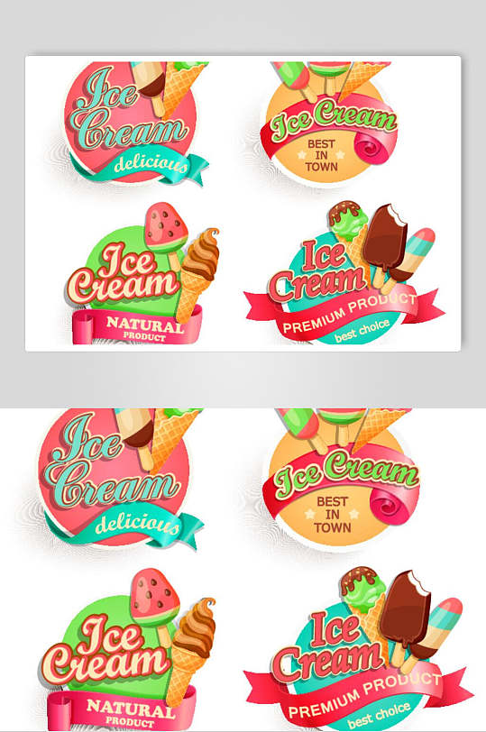 冰棒甜品标志牌矢量素材