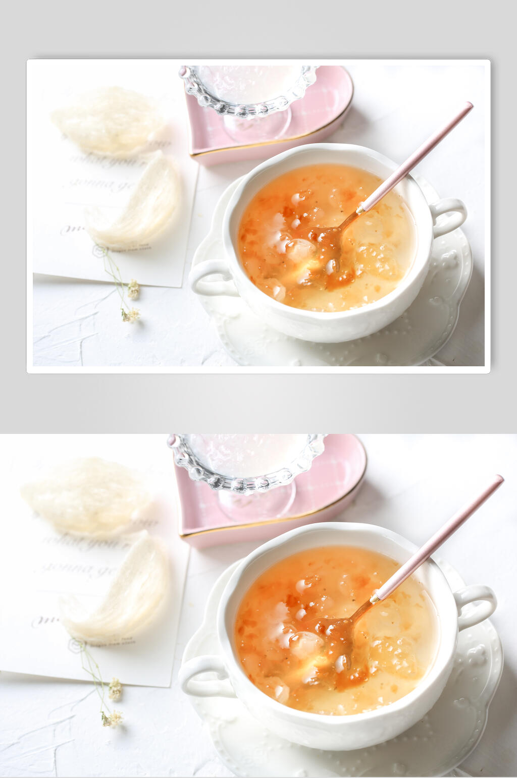银耳莲子羹银耳粥补品中药高清图片素材