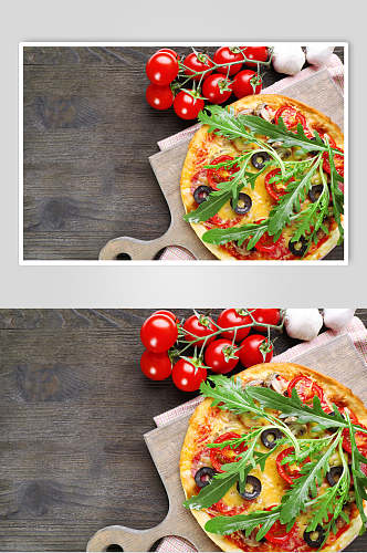 健康美味蔬菜西红柿披萨美食图片