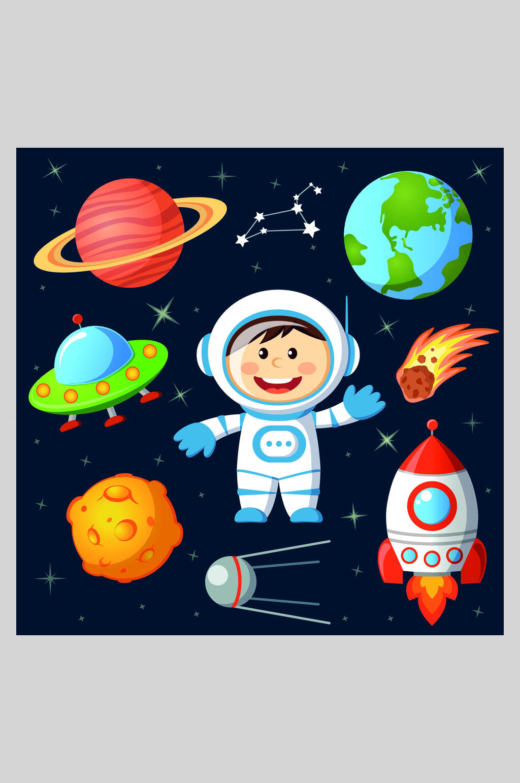 卡通时尚太空宇航员矢量插画素材素材