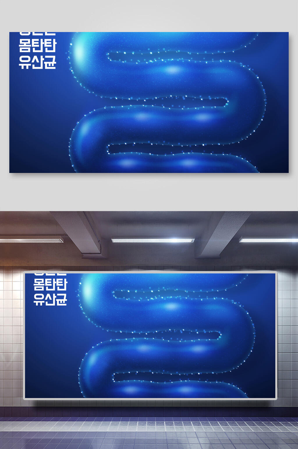 蓝色肠道细胞海报背景展板素材