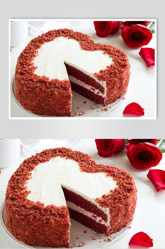 玫瑰红生日蛋糕食物高清图片
