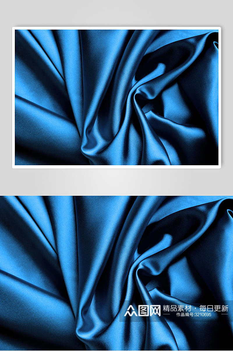 蓝色绸缎面料丝绸布料图片素材