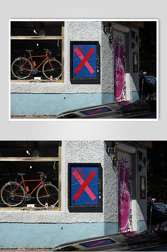 单车广告标志海报展板展示场景样机