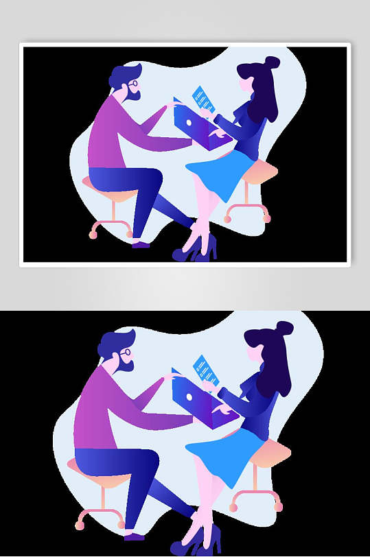 面对面工作人物素材