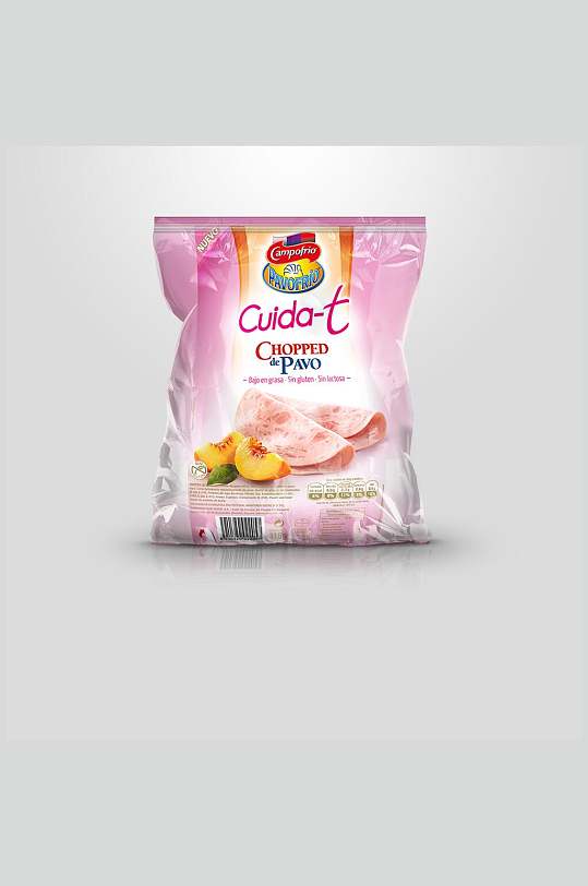 粉色桃子薯片塑料包装袋样机