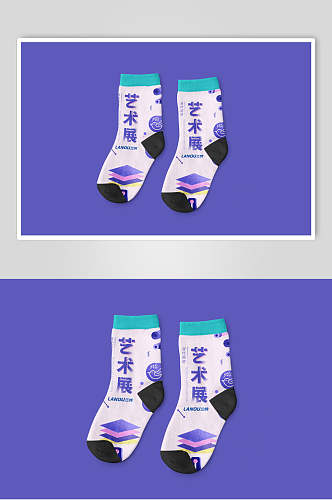 袜子蓝色文创品牌VI设计展示样机