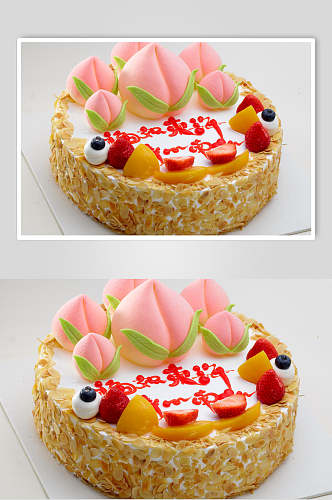 精品寿桃生日蛋糕食品食物图片
