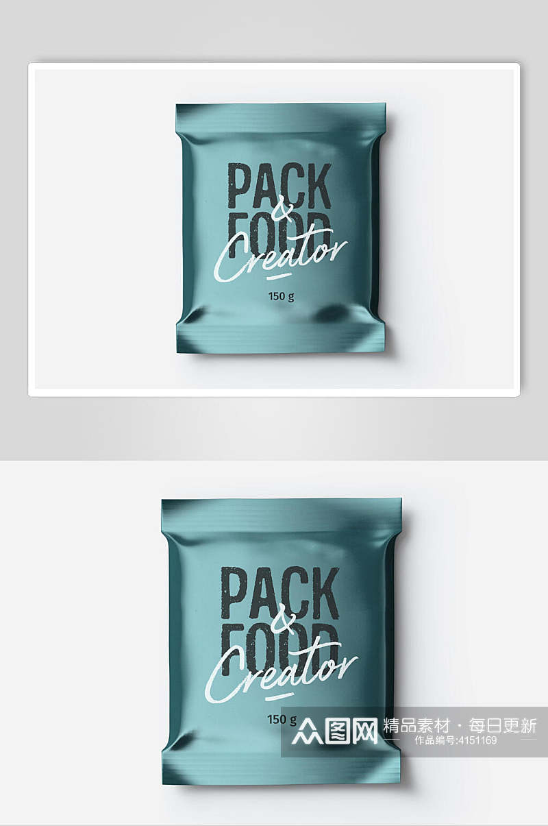 黑蓝英文高端创意食品包装袋样机素材