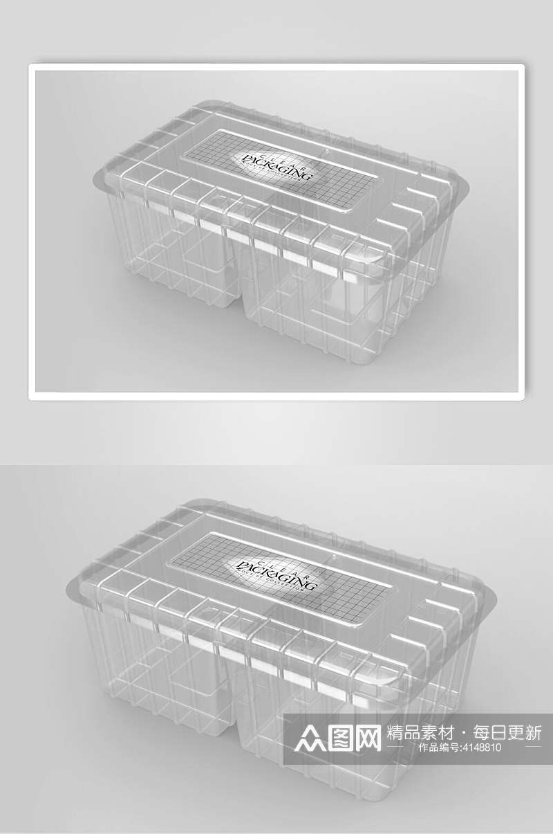 透明塑料饭盒样机素材