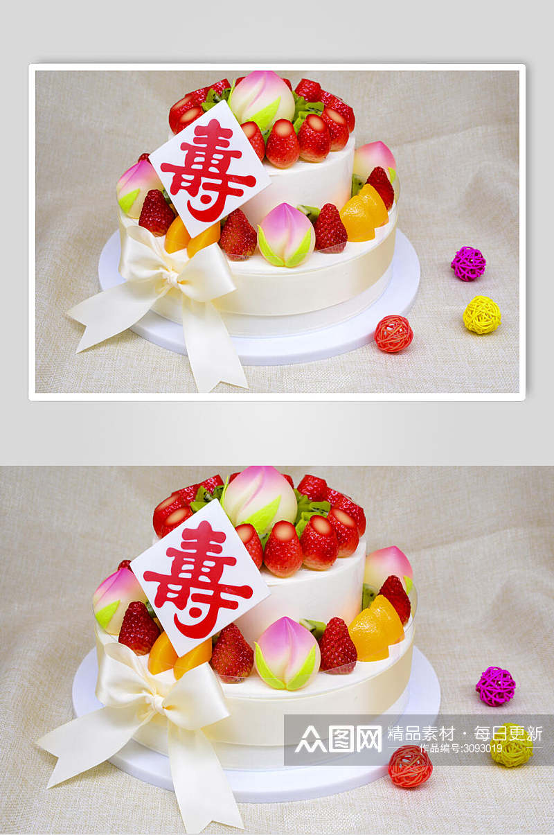 精致水果生日蛋糕摄影食物美食图片素材