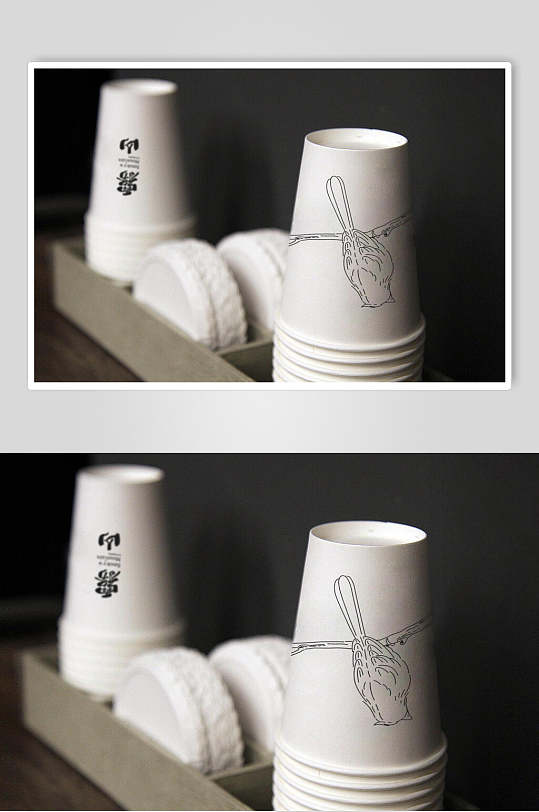 纸杯中国风民宿品牌VI设计展示样机