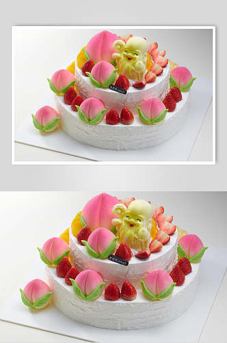 香浓美味寿桃生日蛋糕图片