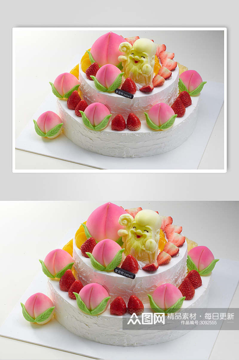 香浓美味寿桃生日蛋糕图片素材