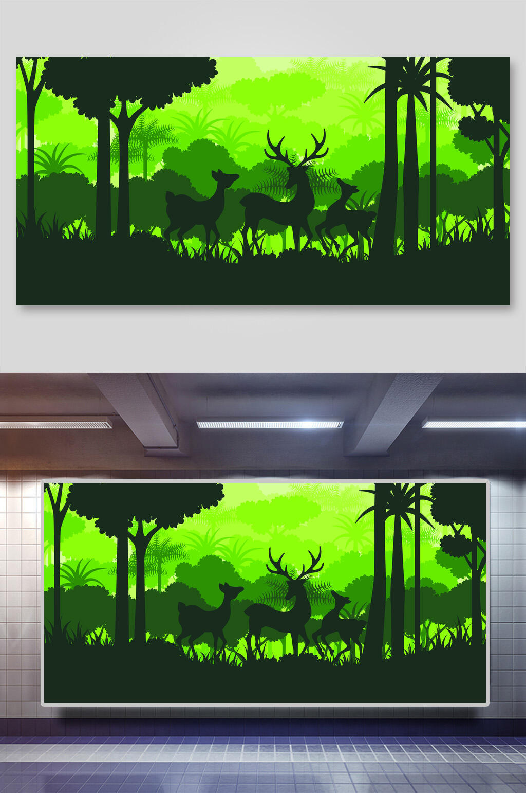 森林麋鹿矢量背景展板素材