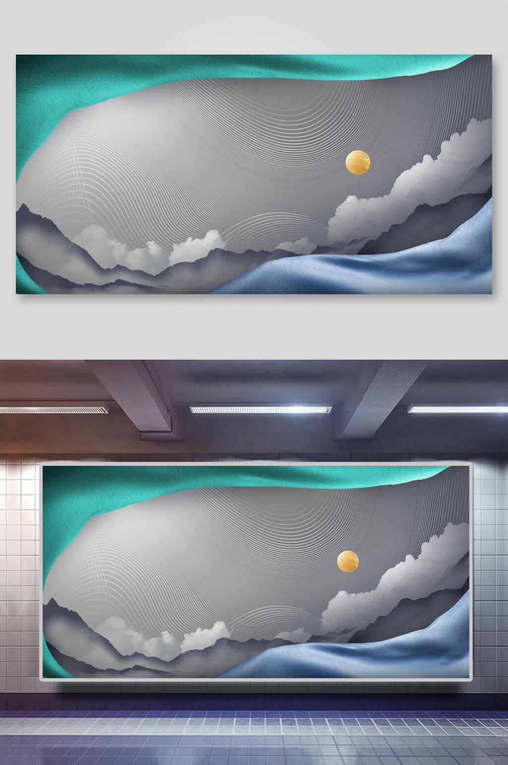 灰色房地产背景展板素材
