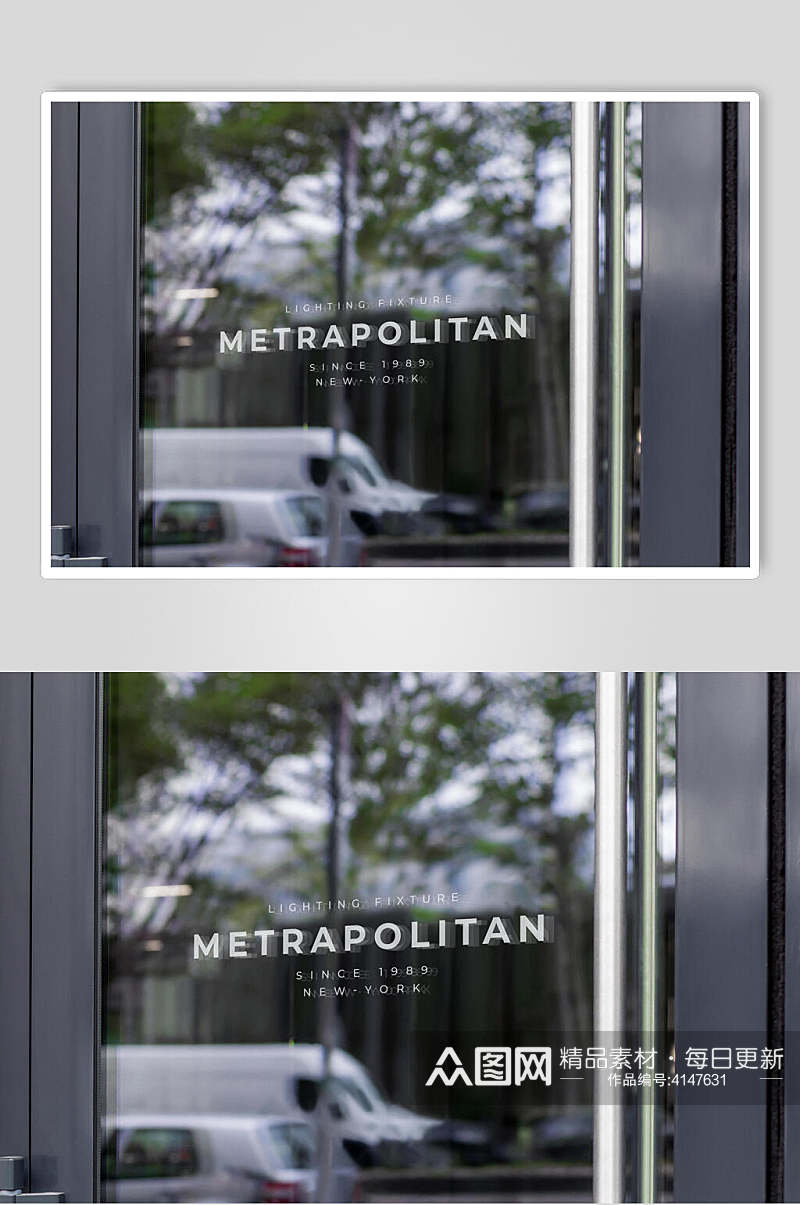 创意玻璃门头招牌LOGO展示场景样机素材