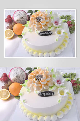 清新水果生日蛋糕食物摄影图片