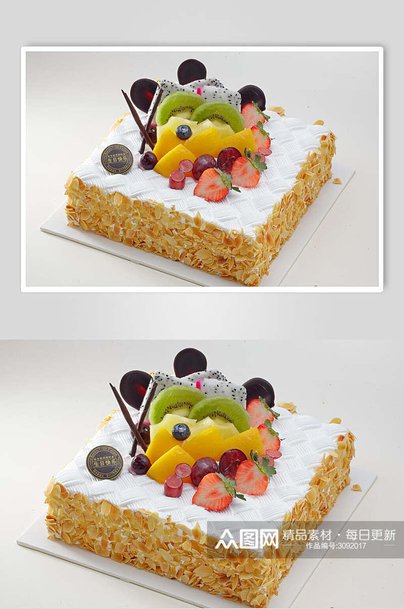 精致水果生日蛋糕美食图片素材