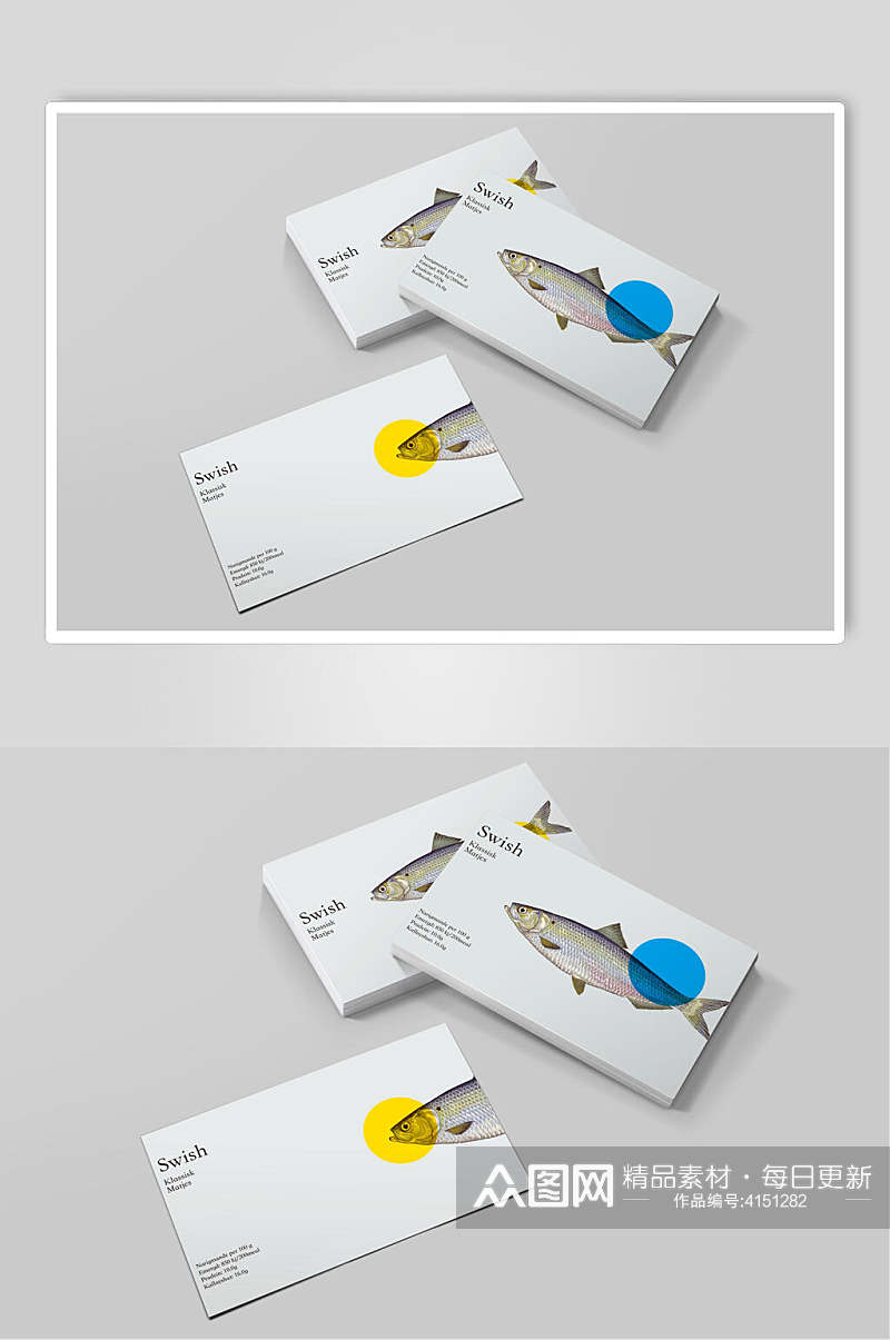 卡片鱼类海鲜餐饮贴图样机素材