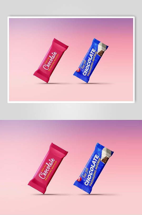 时尚渐变粉蓝色薯片塑料包装袋样机