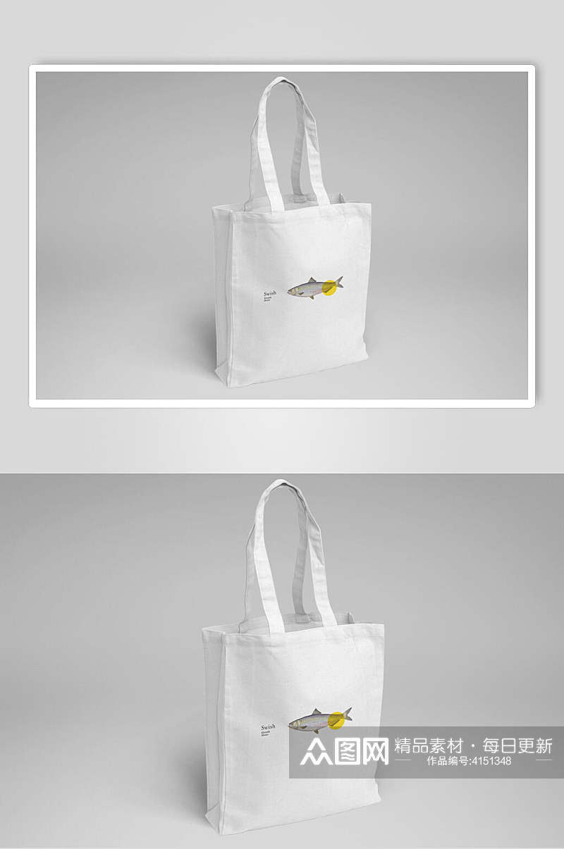 袋子白色清新鱼类海鲜餐饮贴图样机素材