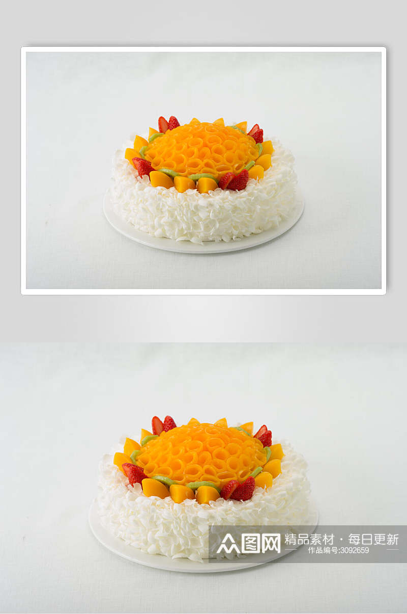美味芒果生日蛋糕食品美食图片素材