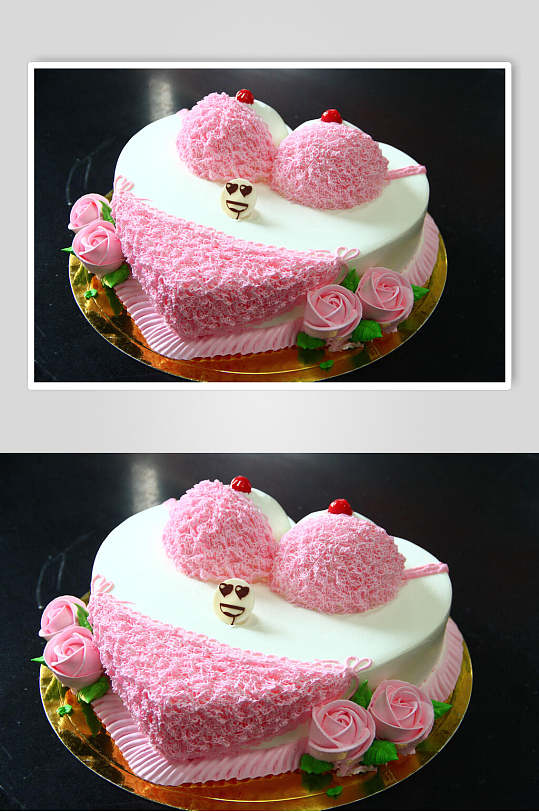 粉色时尚生日蛋糕食物图片