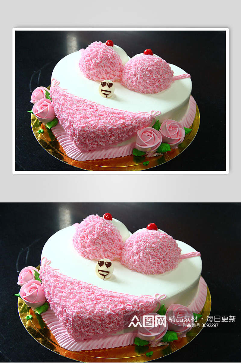 粉色时尚生日蛋糕食物图片素材