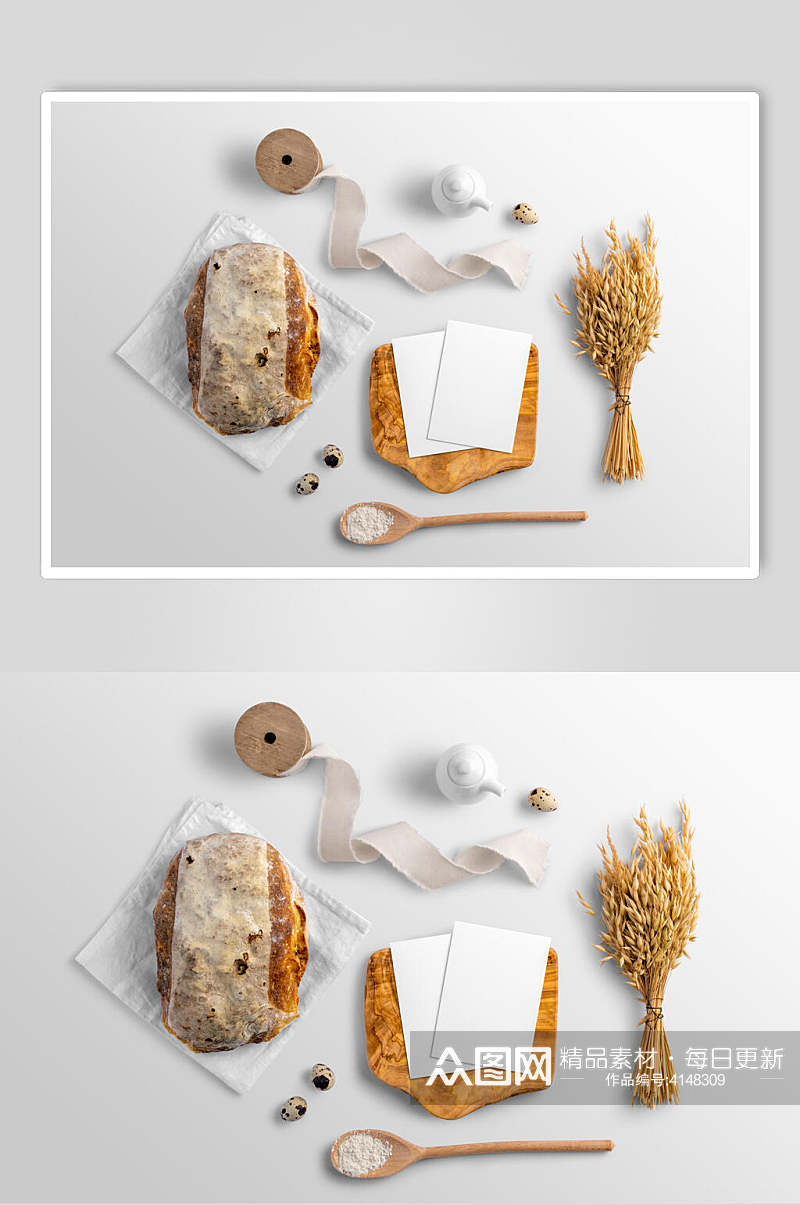 唯美小麦面包包装样机素材