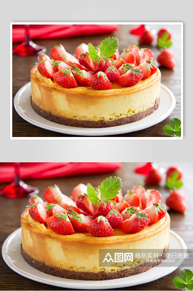 精品草莓生日蛋糕食品食物图片素材