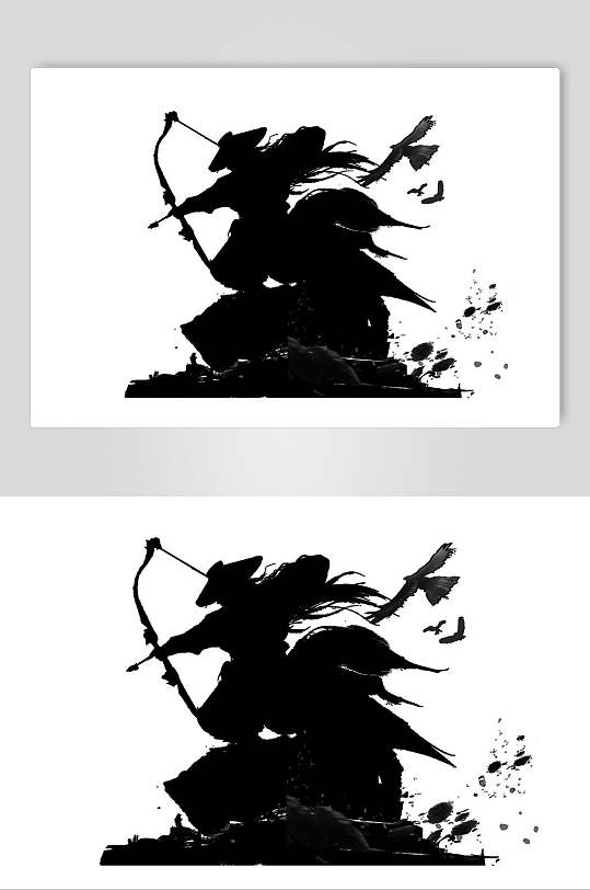 黑白简约高端创意水墨武侠侠客素材