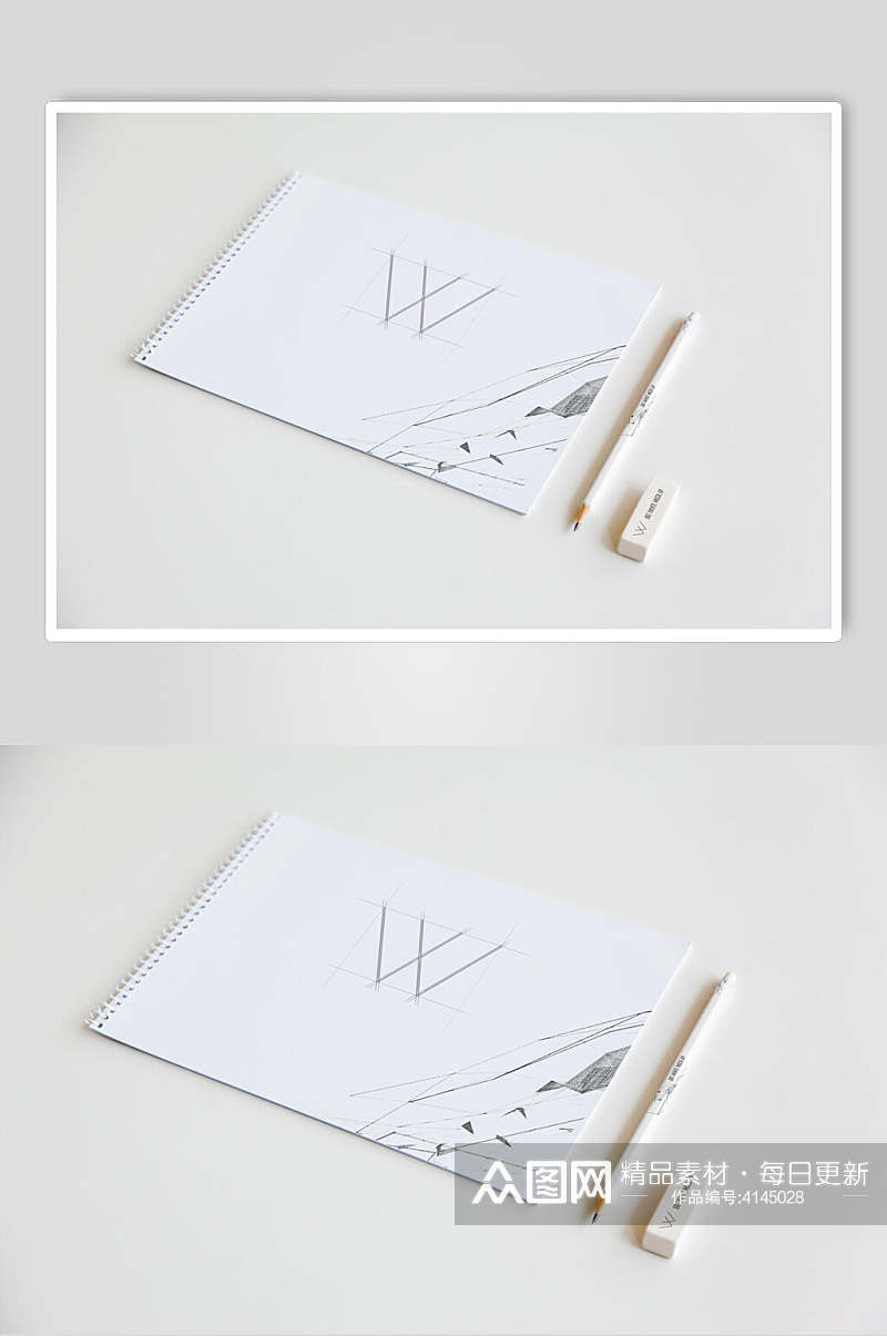 纸张白色简约品牌VI设计展示样机素材