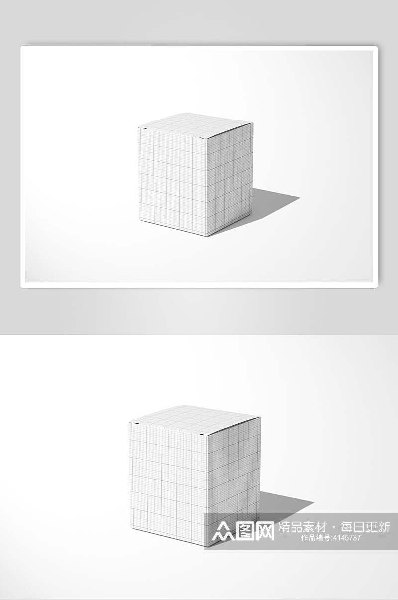方形线条高端创意正方形包装盒样机素材