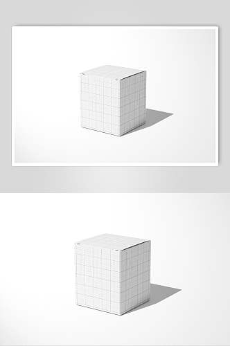 方形线条高端创意正方形包装盒样机
